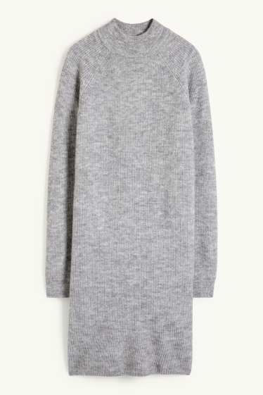 Damen - Strickkleid - hellgrau-melange