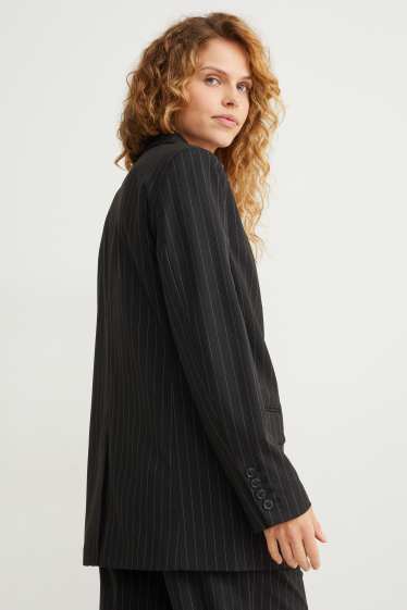 Women - Oversized blazer - pinstripes - black / white