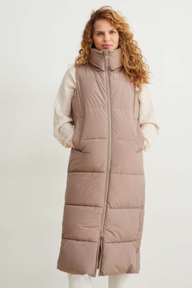 Femmes - Doudoune longue sans manches - beige