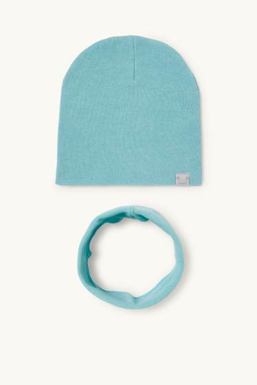 Children Girls - Set - hat and snood - 2 piece - mint green