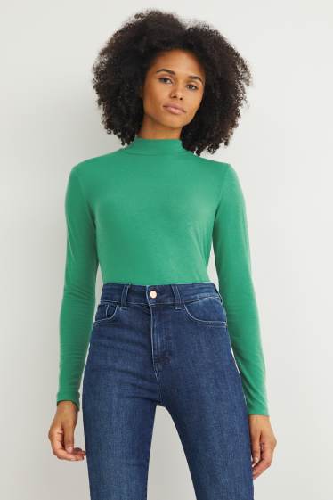 Dames - Shirt met rolkraagje - groen