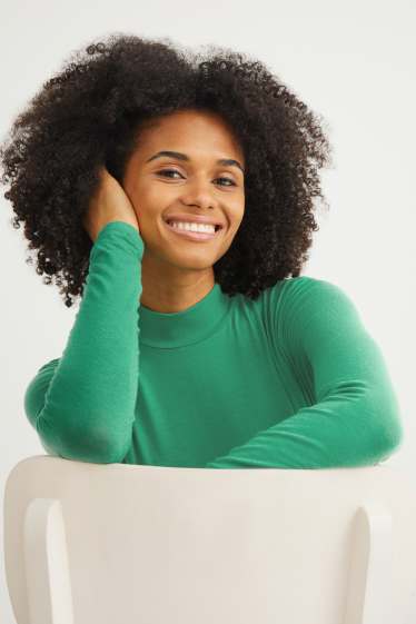 Dames - Shirt met rolkraagje - groen
