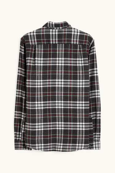 Home - Camisa de franel·la - regular fit - Kent - de quadres - negre