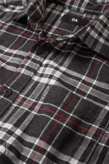 Home - Camisa de franel·la - regular fit - Kent - de quadres - negre