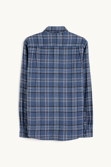 Home - Camisa de franel·la - regular fit - Kent - de quadres - blau fosc