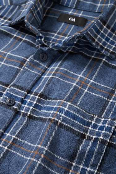 Home - Camisa de franel·la - regular fit - Kent - de quadres - blau fosc