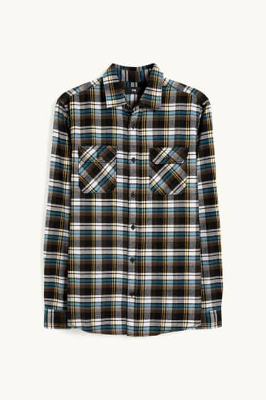 Home - Camisa de franel·la - regular fit - Kent - de quadres - verd