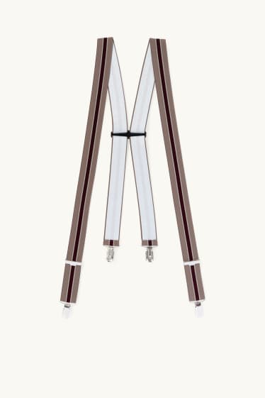 Men - Braces - striped - beige