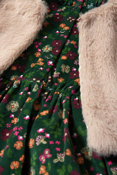 Kinder Mädchen - Set - Kleid, Weste und Strumpfhose - 3 teilig - dunkelgrün