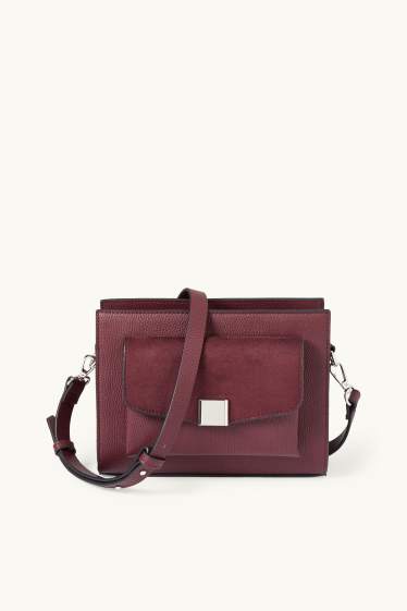 Donna - Borsa a tracolla con spallaccio staccabile - similpelle - rosso scuro