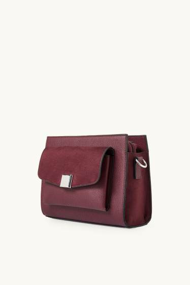 Donna - Borsa a tracolla con spallaccio staccabile - similpelle - rosso scuro