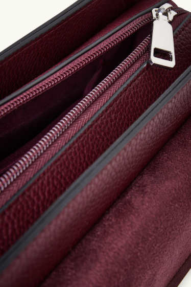 Donna - Borsa a tracolla con spallaccio staccabile - similpelle - rosso scuro