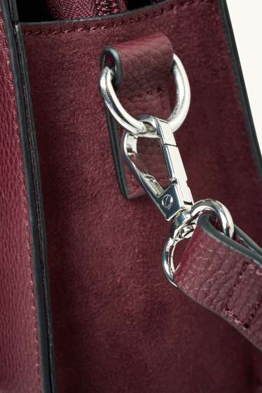 Donna - Borsa a tracolla con spallaccio staccabile - similpelle - rosso scuro