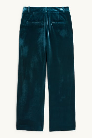 Femmes - Pantalon de velours de bureau - high waist - wide leg - vert foncé