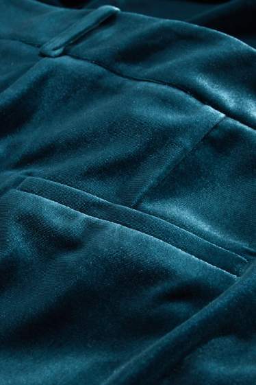 Femmes - Pantalon de velours de bureau - high waist - wide leg - vert foncé