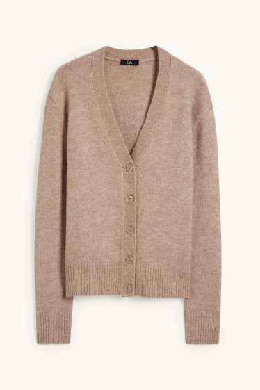 Damen - Basic-Strickjacke - hellbeige