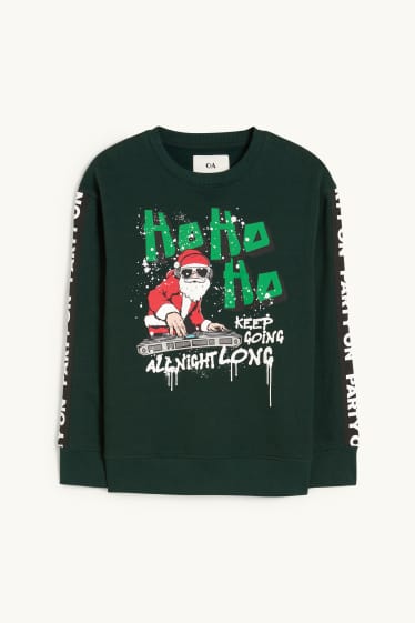 Children Boys - Christmas sweatshirt - Father Christmas - dark green