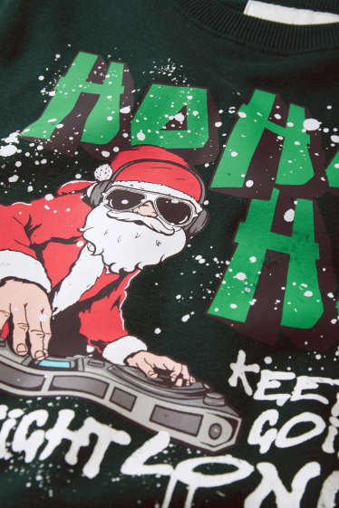 Children Boys - Christmas sweatshirt - Father Christmas - dark green