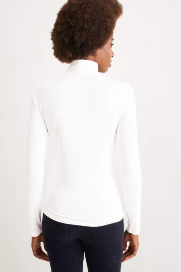 Women - Basic polo neck top - white