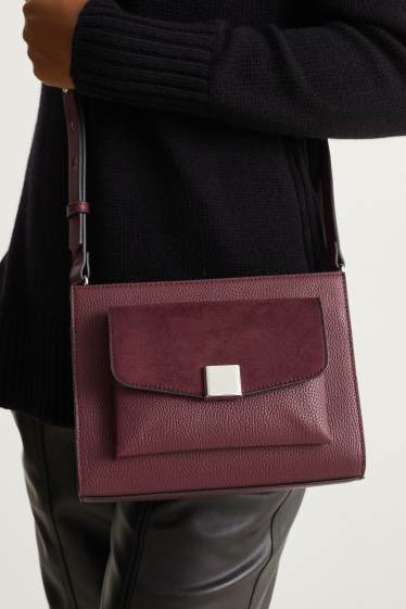 Donna - Borsa a tracolla con spallaccio staccabile - similpelle - rosso scuro