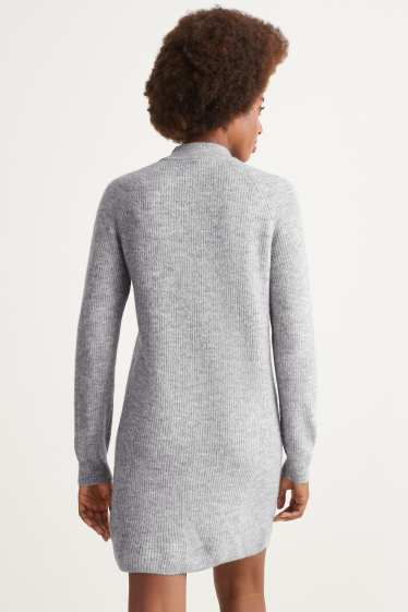 Damen - Strickkleid - hellgrau-melange