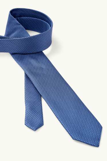 Heren - Zijden stropdas - donkerblauw