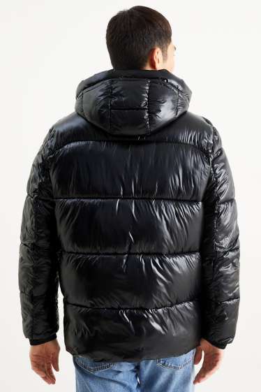 Men - Quilted jacket with hood - black