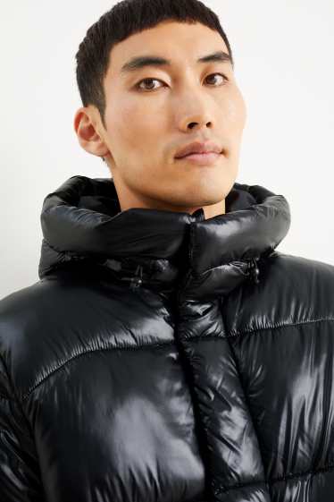Men - Quilted jacket with hood - black