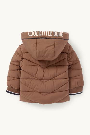 Baby: jongens - Gewatteerde babyjas met capuchon - bruin