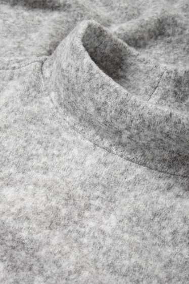 Damen - Basic-Strickkleid mit Stehkragen - hellgrau-melange