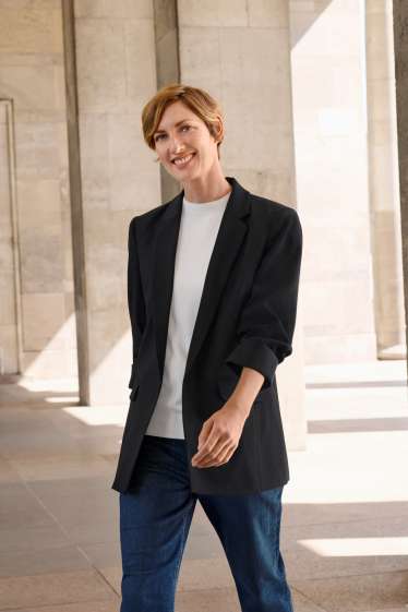 Women - Blazer - relaxed fit - black