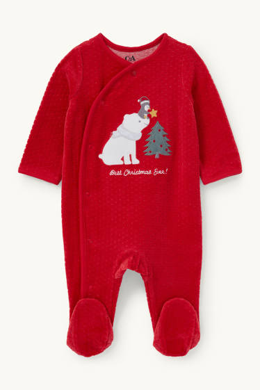 Unisex - Eisbär - Baby-Weihnachts-Schlafanzug - rot