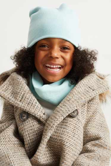 Children Girls - Set - hat and snood - 2 piece - mint green
