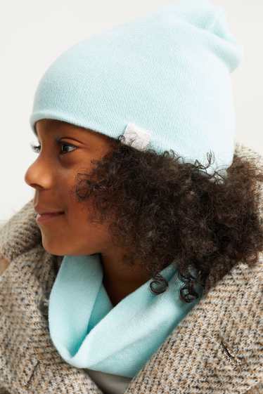Children Girls - Set - hat and snood - 2 piece - mint green