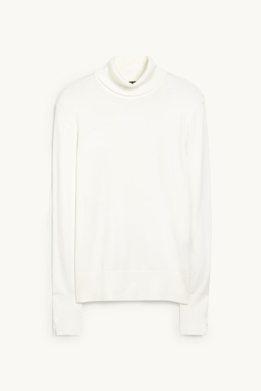 Femmes - Pullover basique à col roulé - blanc crème