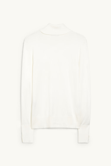 Femmes - Pullover basique à col roulé - blanc crème