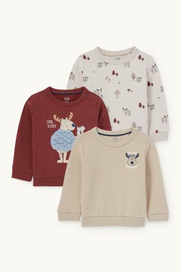 Bébés garçons - Lot de 3 - élan - sweats pour bébé - beige clair