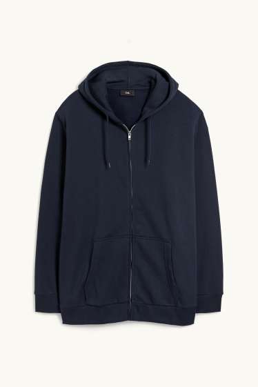 Hommes - Sweat zippé à capuche - bleu foncé