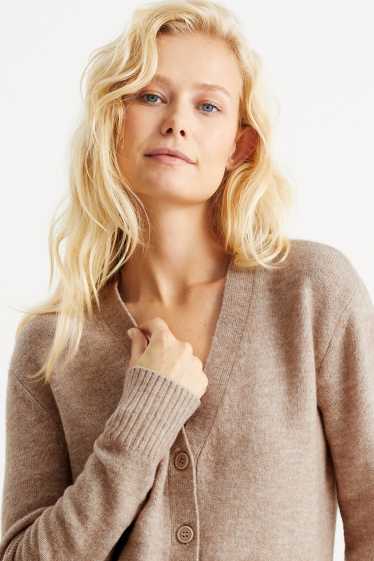 Damen - Basic-Strickjacke - hellbeige