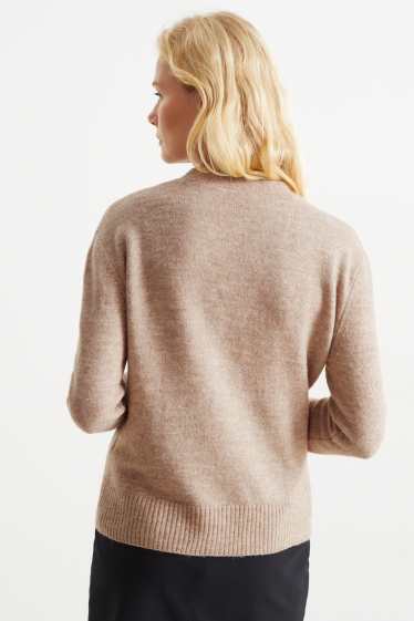 Damen - Basic-Strickjacke - hellbeige