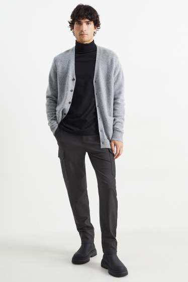 Heren - Cargobroek - tapered fit - Flex - zwart mix