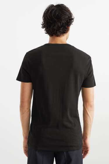 Pánské - Tričko - slim fit - černá