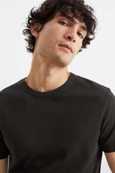 Pánské - Tričko - slim fit - černá