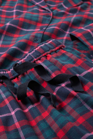 Femmes - Pyjama en flanelle - à carreaux - bleu foncé