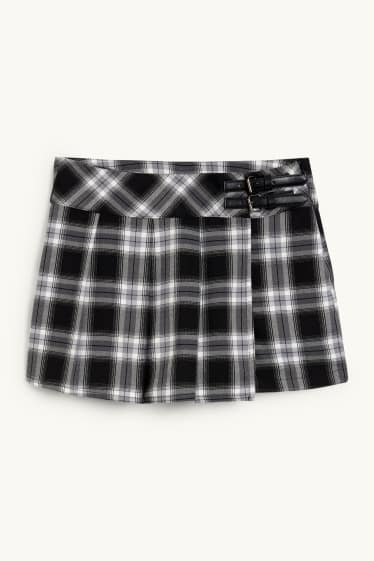 Femmes - Jupe-short - à carreaux - noir