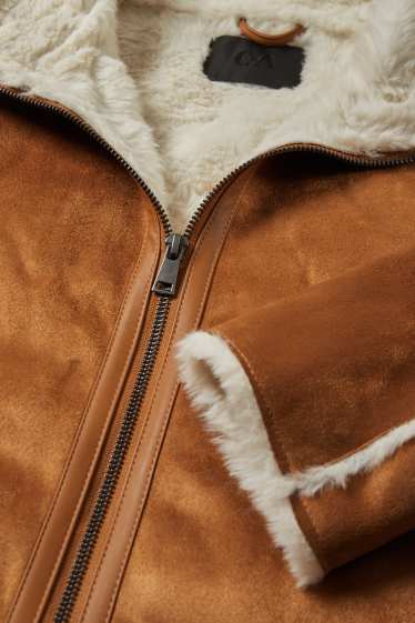 Women - Coat with hood - brown