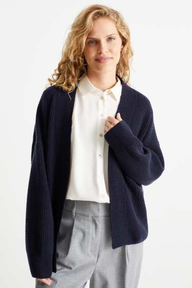 Women - Cashmere cardigan - dark blue