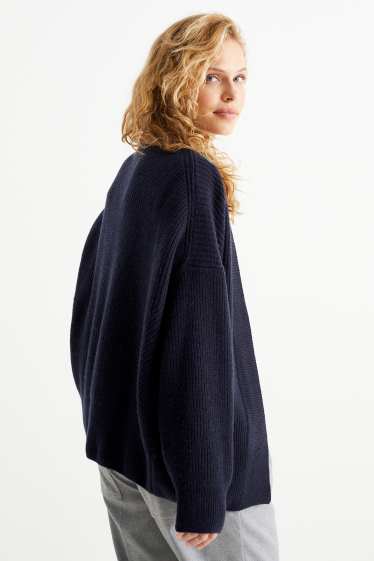 Women - Cashmere cardigan - dark blue