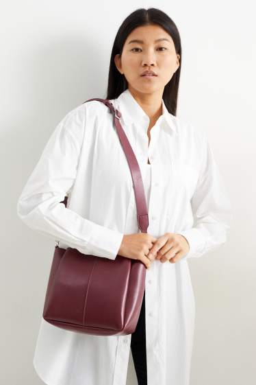 Women - Shoulder bag - faux leather - bordeaux