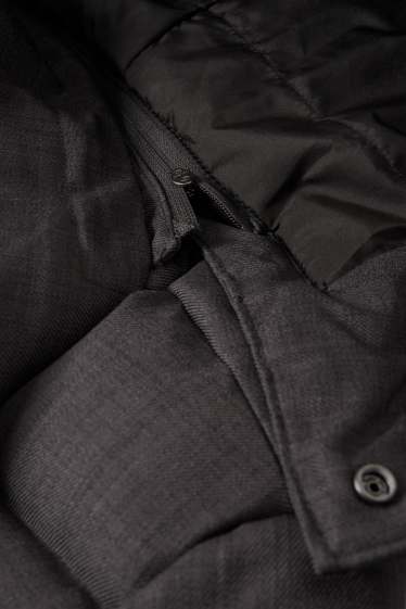 Heren - Parka met capuchon en rand van imitatiebont - winter - donkergrijs